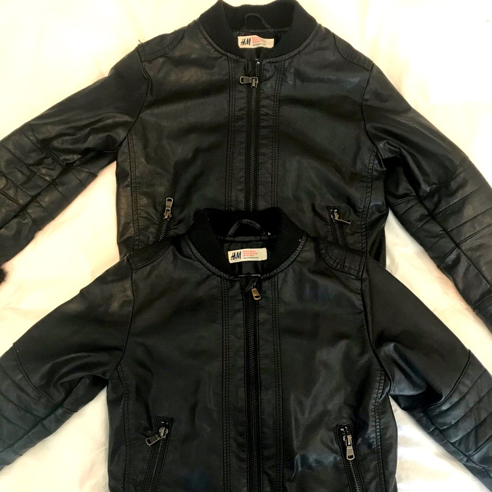 Boys black “leather” jackets